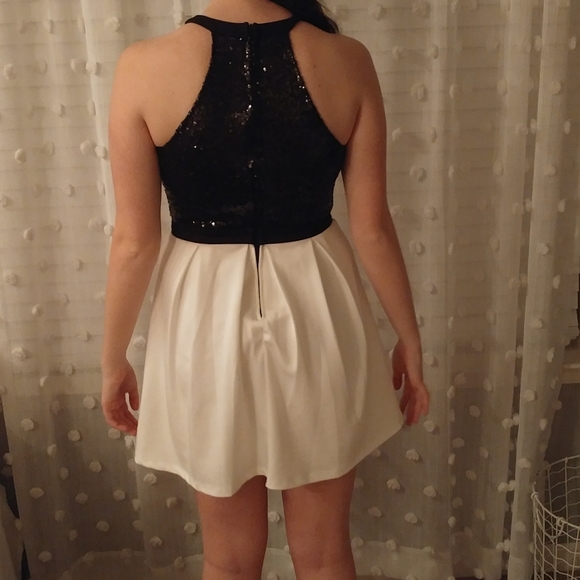 B.Darlin Black Sequined Halter Dress - Picture 3 of 6